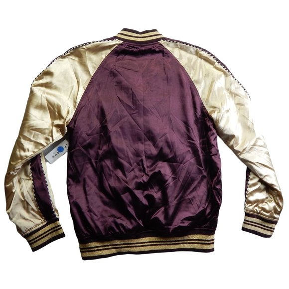 Pacsun Reversible Bomber Jacket Womens Purple And Gold Size M - Picture 2 of 10